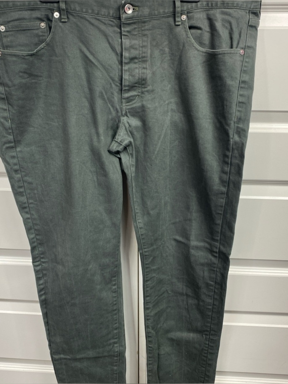 Proper Cloth Jeans Mens 42x34 Stretch Denim Dark Gray  Wash Button Fly